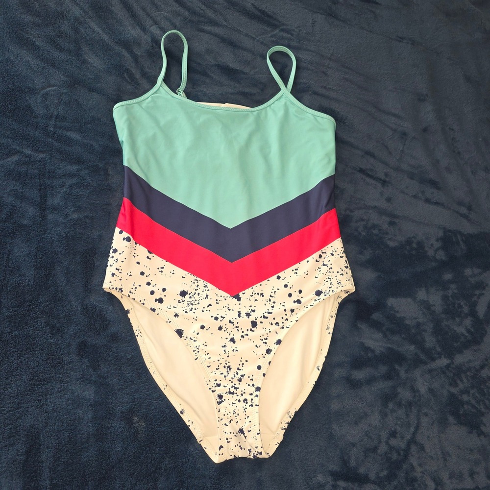 Chubbies Womens One Piece‎ Swimsuit Extra Large XL Colorblock Chevron Splatter